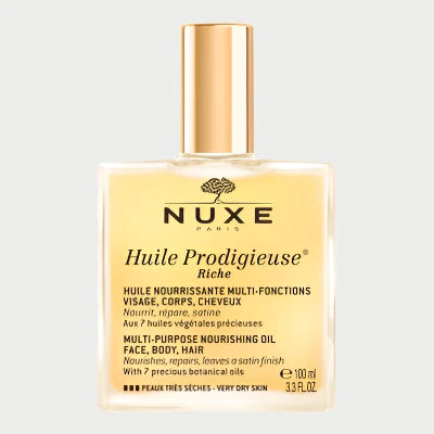 NUXE introduces Huile Prodigieuse Riche, a 100 ml indulgent multi-purpose dry oil designed for face, body, and hair. This opulent formulation features seven precious botanical oils, providing a perfect solution for deeply nourishing very dry skin with a hint of sophistication.