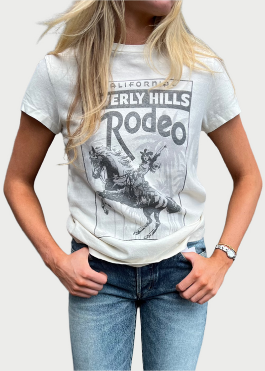 Beverly Hills Rodeo Drive Re/Done tee and moussy jeans, available at west2westport.com