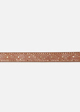 Load image into Gallery viewer, A Frame Frame Belt crafted from pebbled leather, featuring a pattern of small round metal studs arranged in various circular clusters along its length. The belt has a smooth finish and is bordered by tiny, evenly spaced stud embellishments.