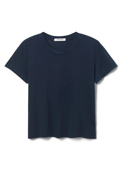 A perfectwhitetee Harley Boxy Crew in Multiple Colors with short sleeves and a crew neckline, displayed against a white background, perfect as a layering piece.